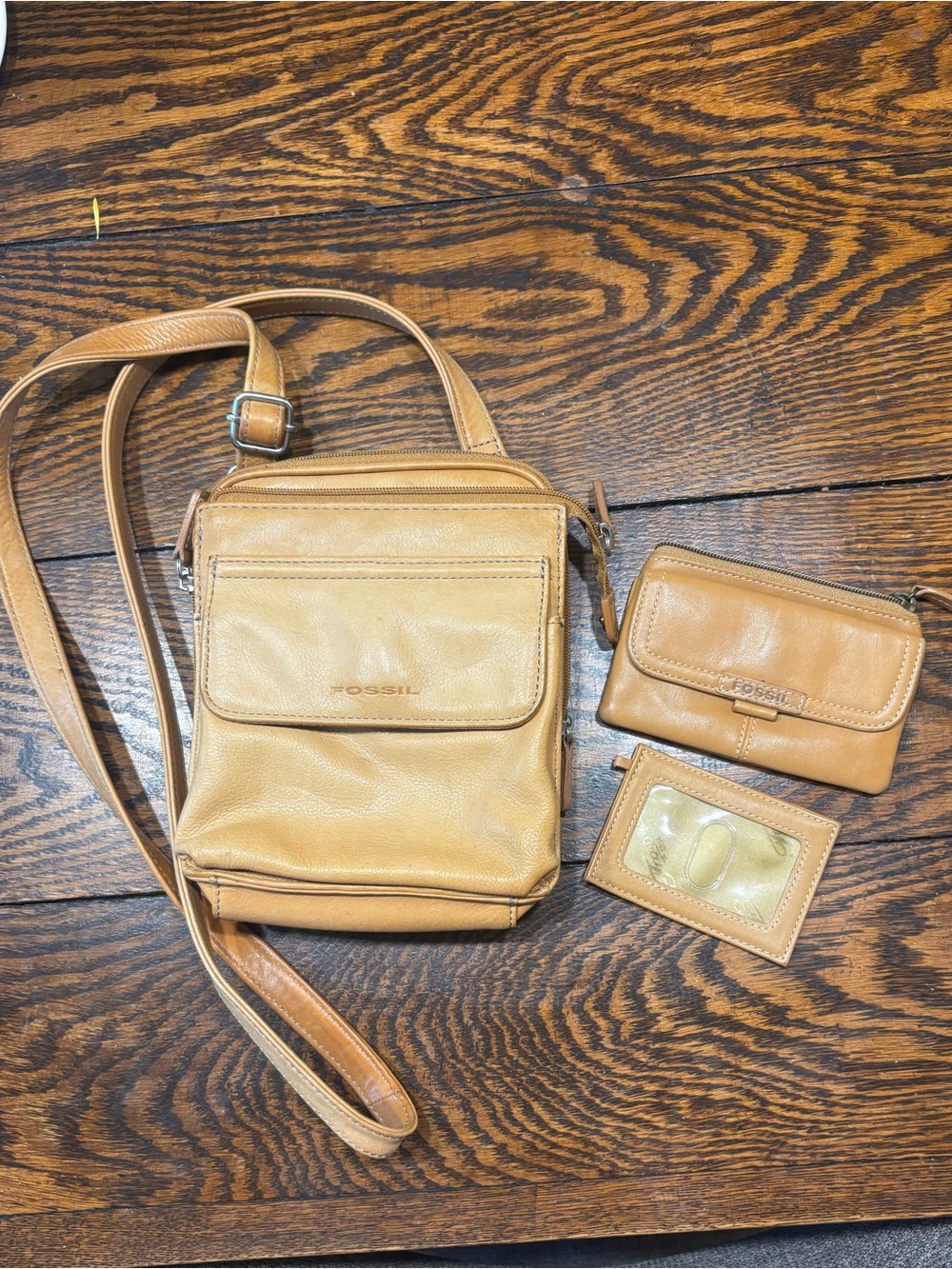 Fossil Leather Purse Bag, Wallet, and ID Holder